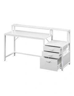 Computer Desk With Drawers Open Shelf 160cm in White