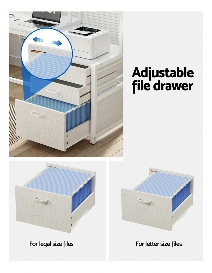 Computer Desk With Drawers Open Shelf 160cm in White image 6