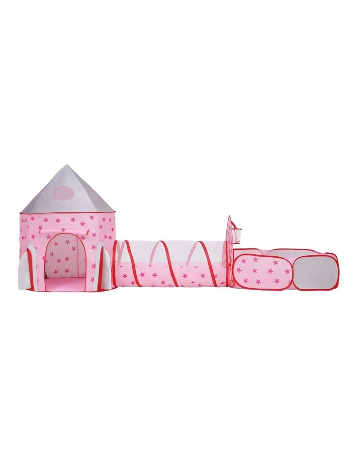 Pop Up Castle Crawl Tunnel Basketball Hoop Playhouse in Pink image 2