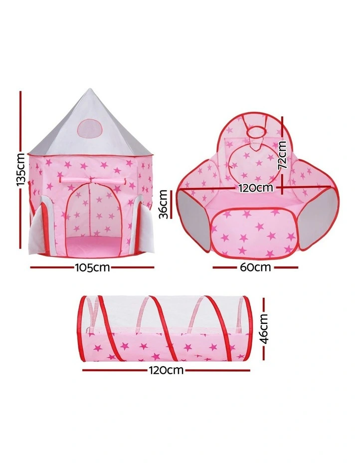 Pop Up Castle Crawl Tunnel Basketball Hoop Playhouse in Pink image 4