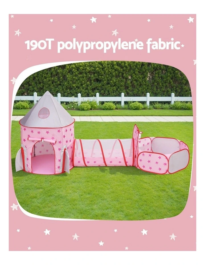 Pop Up Castle Crawl Tunnel Basketball Hoop Playhouse in Pink image 5