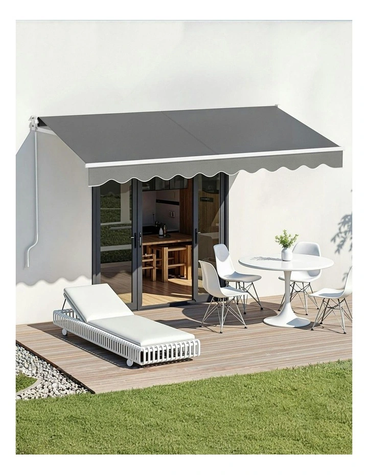 Retractable Folding Arm Awning Sunshade 3m x 2m in Grey image 3