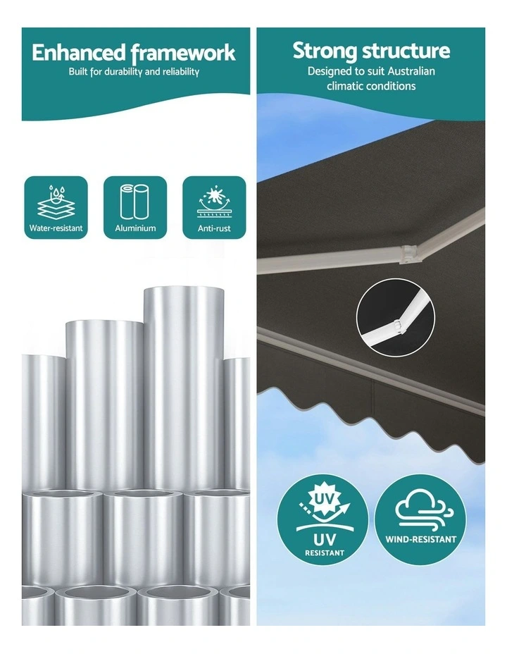 Retractable Folding Arm Awning Sunshade in Grey image 5