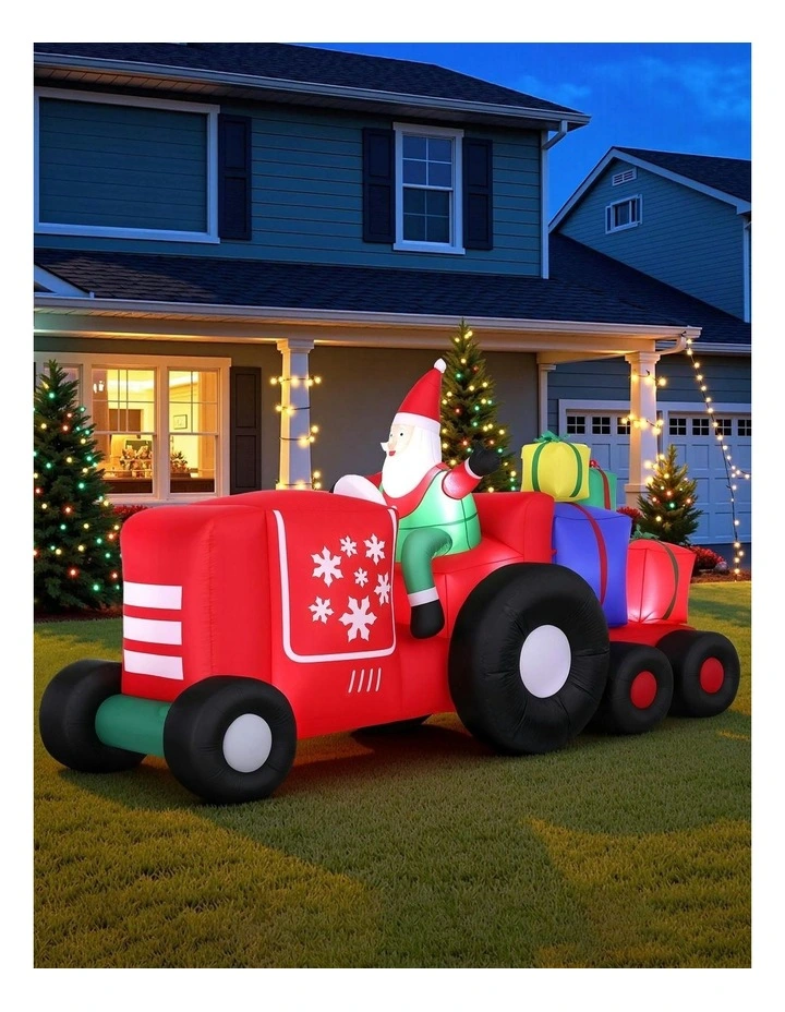 Santa Truck Length LED Decorations Illuminated Christmas Inflatable 2.6m image 3