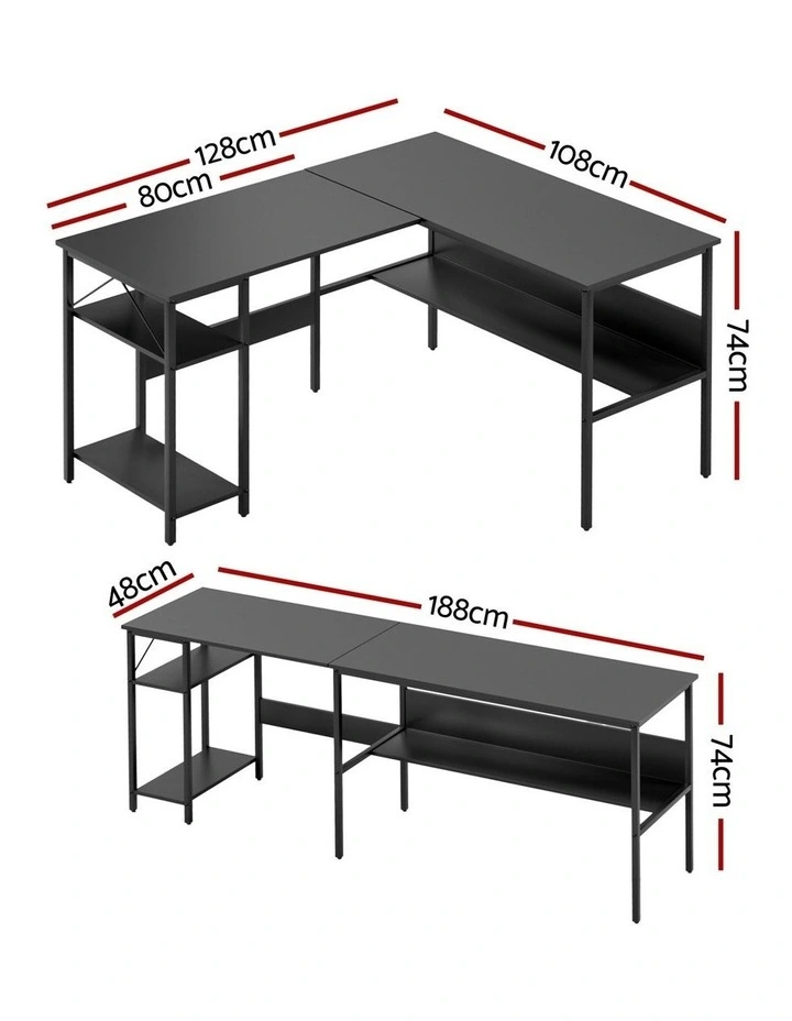 L shape Computer Desk in Black image 4