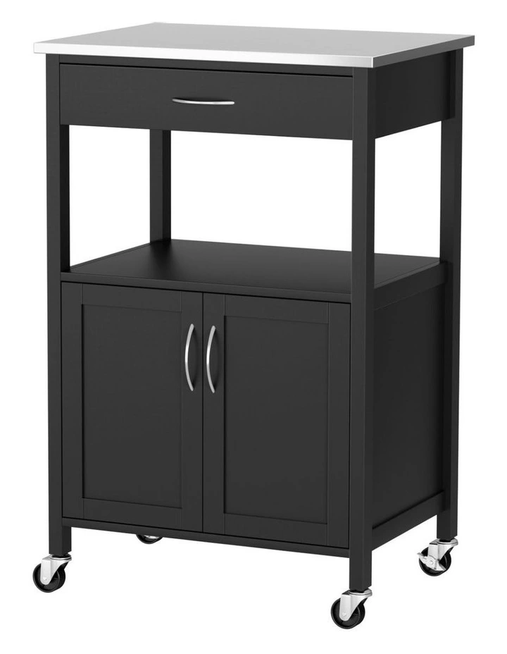 Kitchen Island Storage Drawer Cupboard 60cm in Black image 1