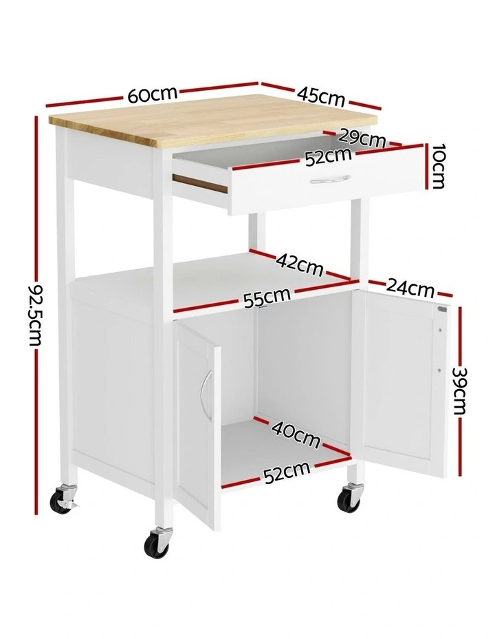 Artiss Kitchen Island Storage Drawer Cupboard 60cm in White image 4