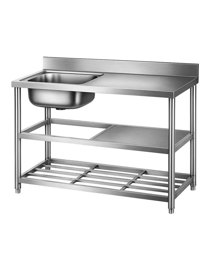 Stainless Steel Kitchen Bench 120cm in Silver image 1