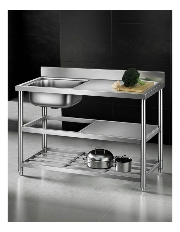 Stainless Steel Kitchen Bench 120cm in Silver image 3