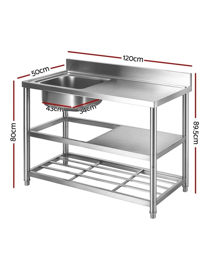 Stainless Steel Kitchen Bench 120cm in Silver image 4