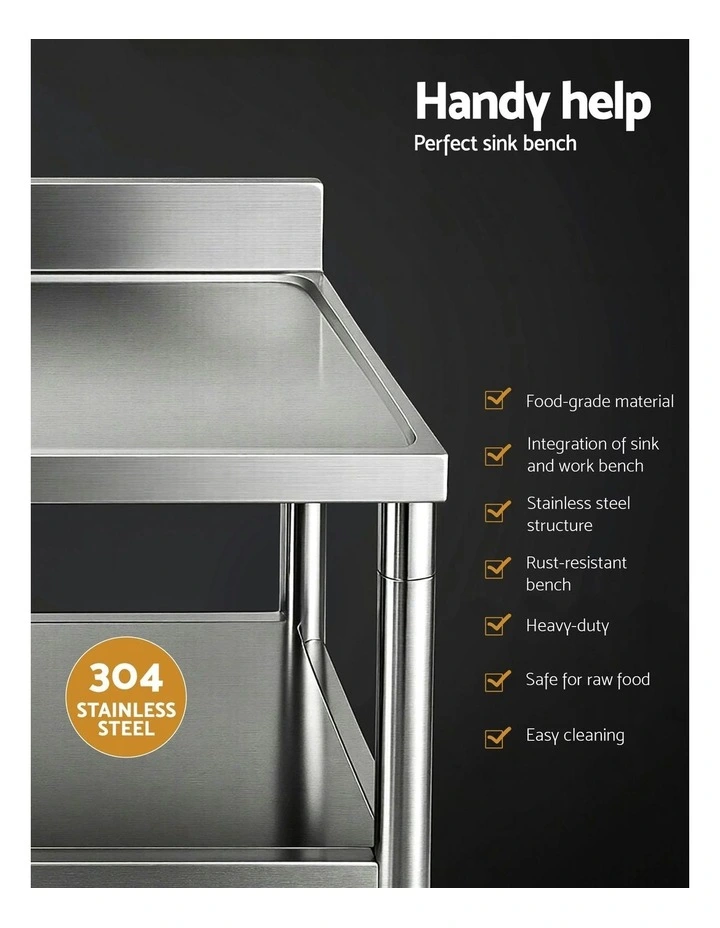 Stainless Steel Kitchen Bench 120cm in Silver image 5