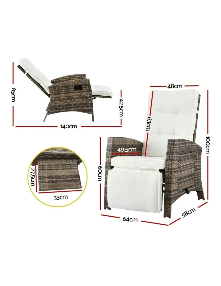 Sun Lounge Outdoor Recliner Chairs in Brown image 4
