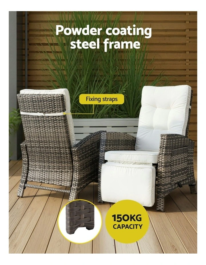 Sun Lounge Outdoor Recliner Chairs in Brown image 7