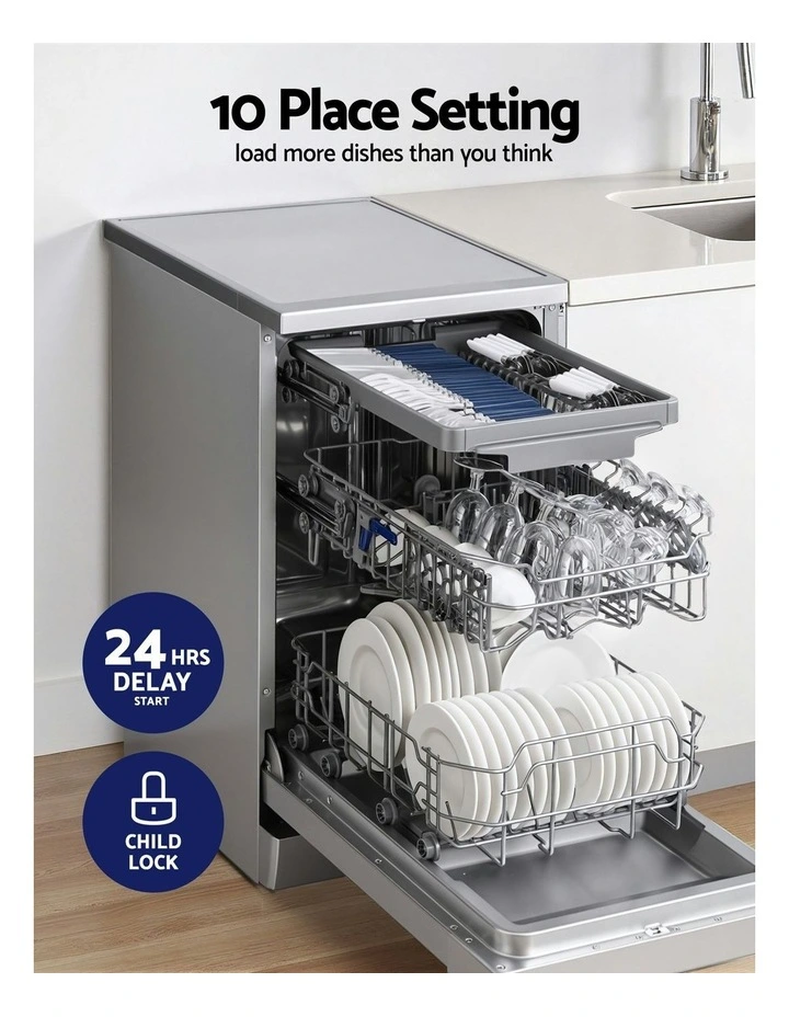 10 Place Settings Freestanding Dishwasher oN Silver image 5