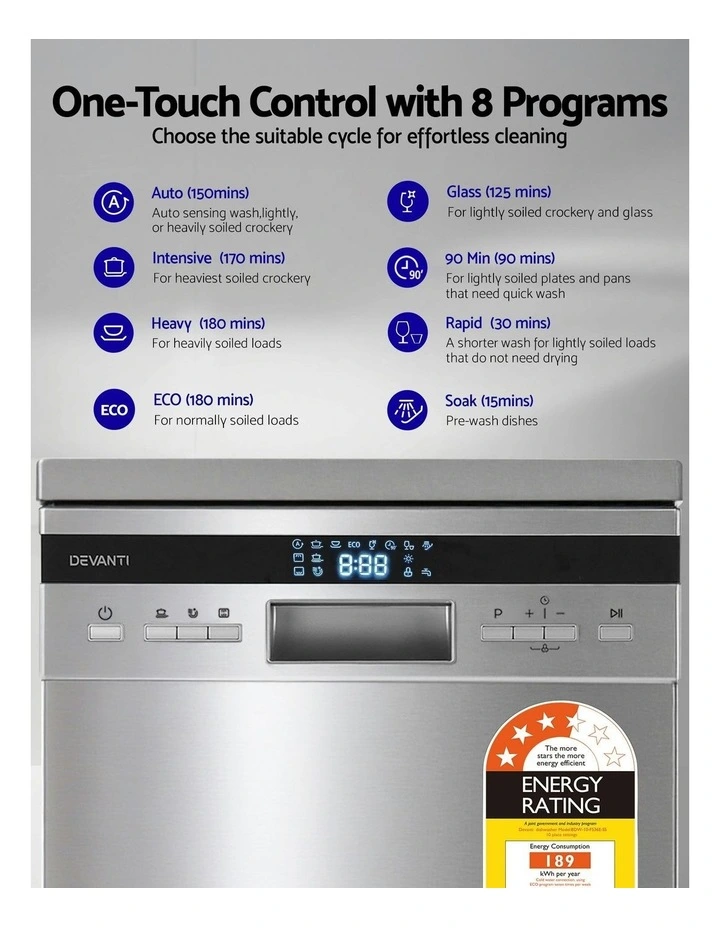 10 Place Settings Freestanding Dishwasher oN Silver image 6