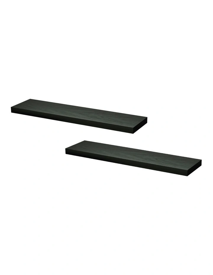 Floating Wall Shelf 90cm Set of 2 in Black image 2