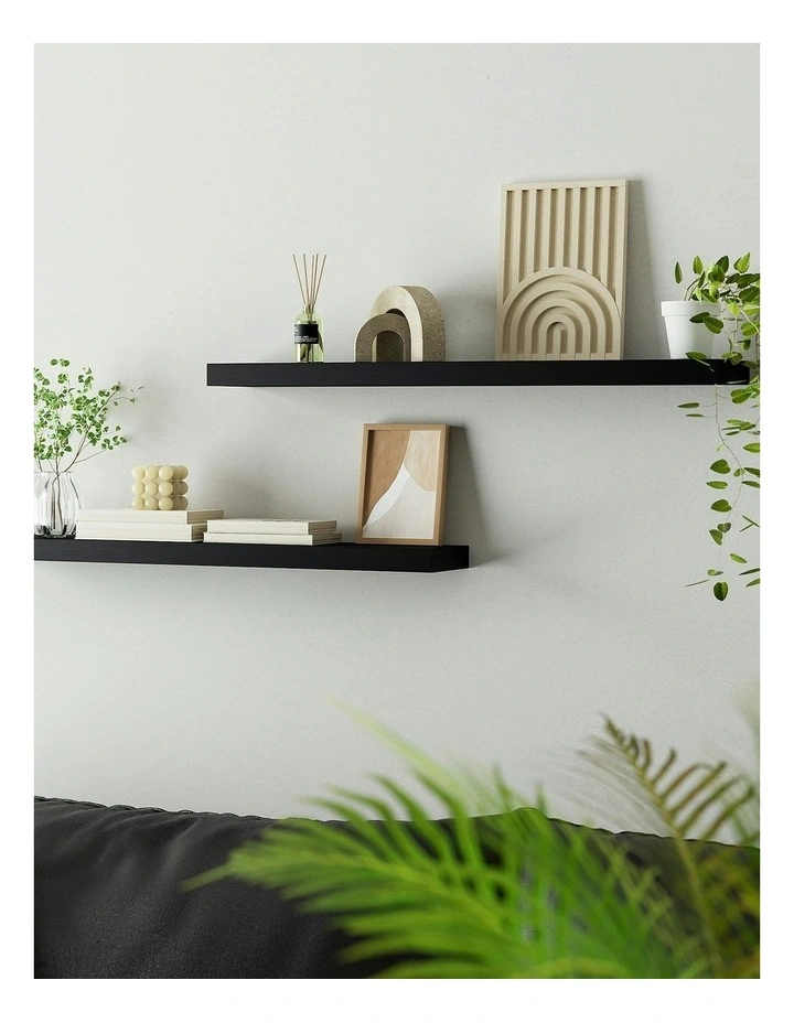 Floating Wall Shelf 90cm Set of 2 in Black image 3
