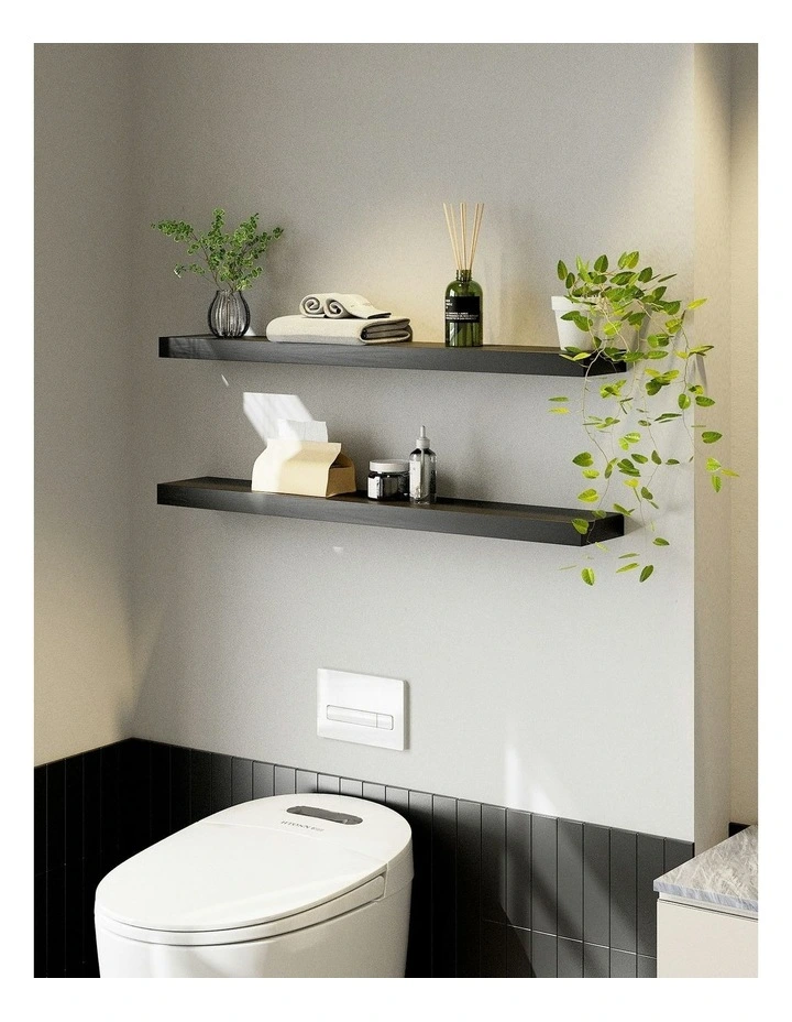 Floating Wall Shelf 90cm Set of 2 in Black image 5
