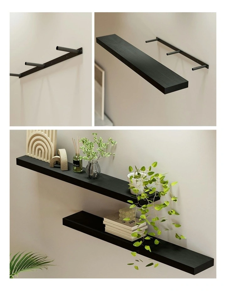 Floating Wall Shelf 90cm Set of 2 in Black image 7
