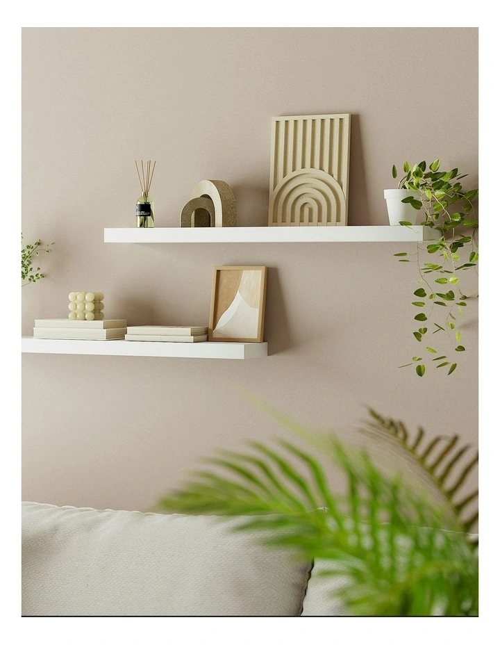 Floating Wall Shelf 90cm Set of 2 in White image 3