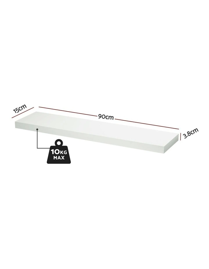 Floating Wall Shelf 90cm Set of 2 in White image 4