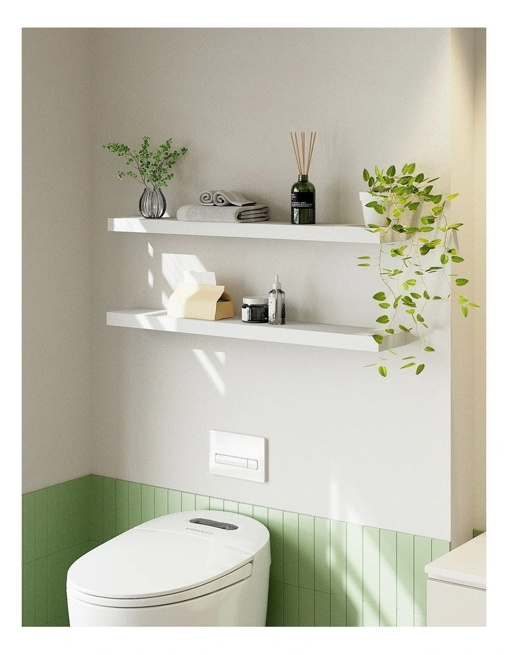 Floating Wall Shelf 90cm Set of 2 in White image 5