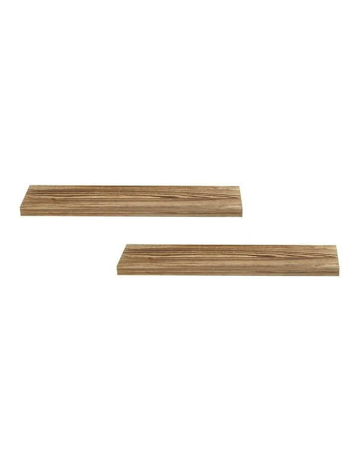 Floating Wall Shelf 90cm Set of 2 in Brown image 1