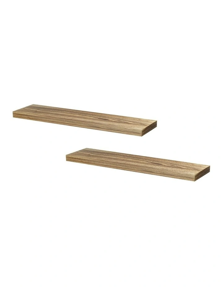 Floating Wall Shelf 90cm Set of 2 in Brown image 2