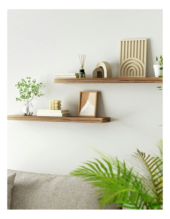 Floating Wall Shelf 90cm Set of 2 in Brown image 3