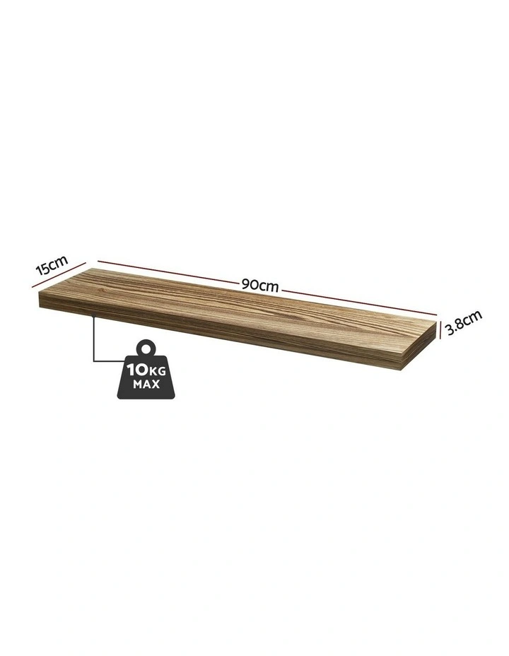 Floating Wall Shelf 90cm Set of 2 in Brown image 4
