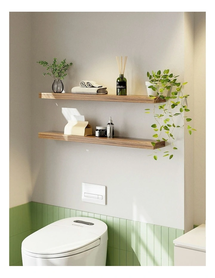 Floating Wall Shelf 90cm Set of 2 in Brown image 5