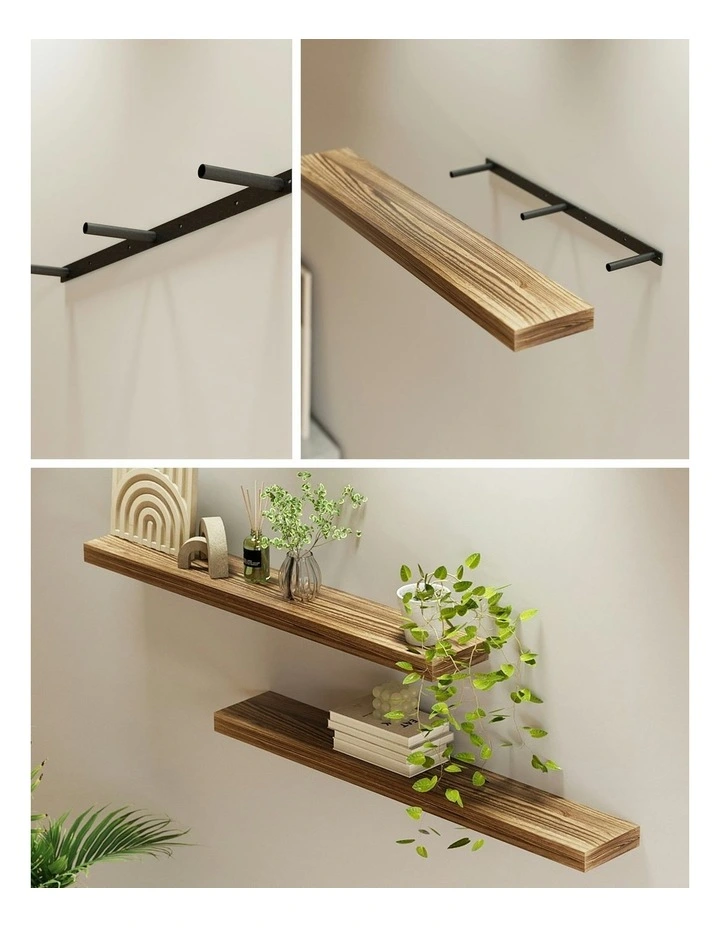 Floating Wall Shelf 90cm Set of 2 in Brown image 7
