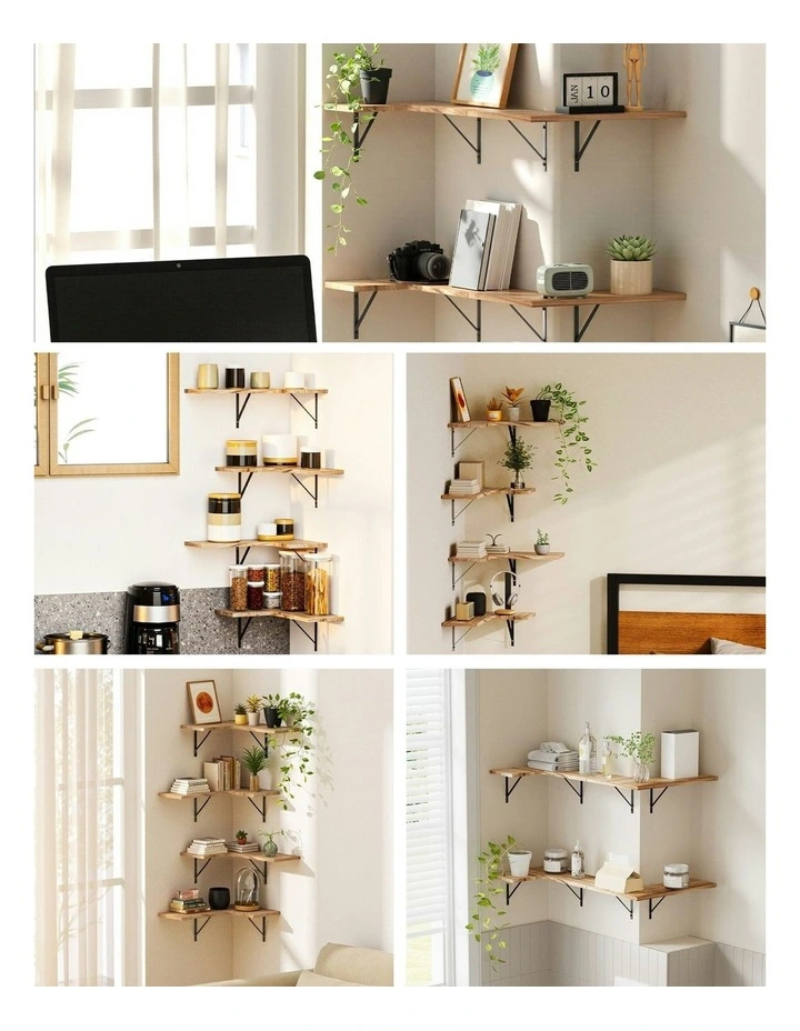 Floating Wall Shelf Corner Shelves Set of 4 in Brown image 6
