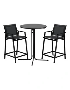 Outdoor Bar Set 3 Piece in Black