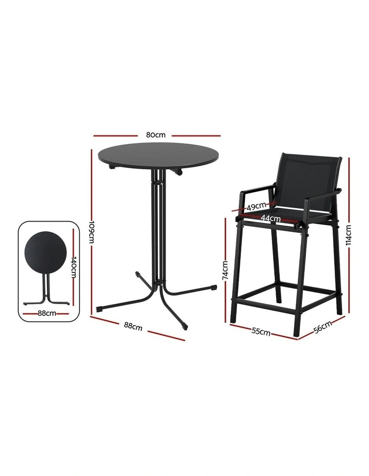 Outdoor Bar Set 3 Piece in Black image 4