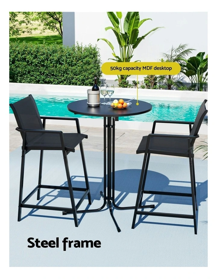 Outdoor Bar Set 3 Piece in Black image 5
