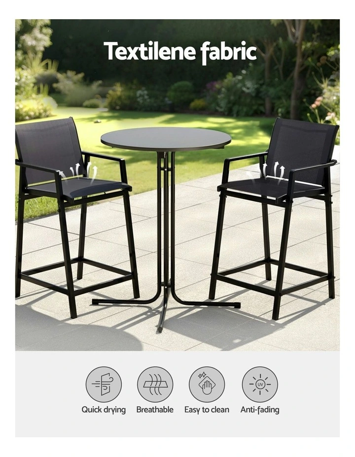 Outdoor Bar Set 3 Piece in Black image 6