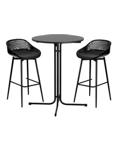 Outdoor Bar Set 3 Piece in Black