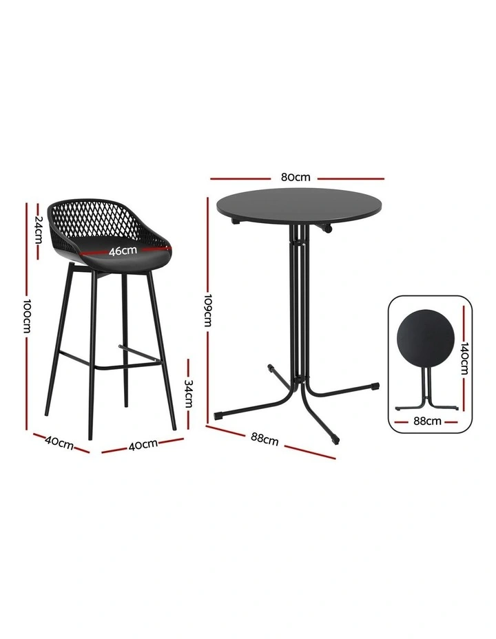 Outdoor Bar Set 3 Piece in Black image 4