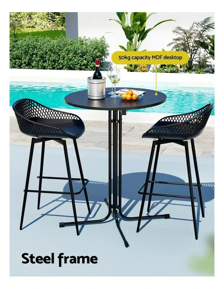 Outdoor Bar Set 3 Piece in Black image 5