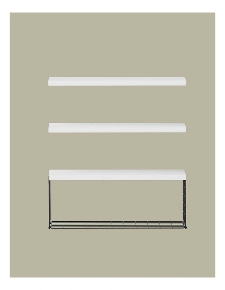 Floating Wall Shelf Set of 3 in White image 1