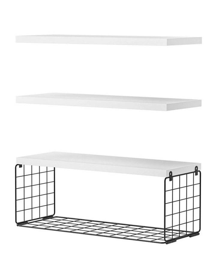 Floating Wall Shelf Set of 3 in White image 2