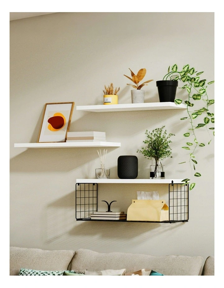 Floating Wall Shelf Set of 3 in White image 3