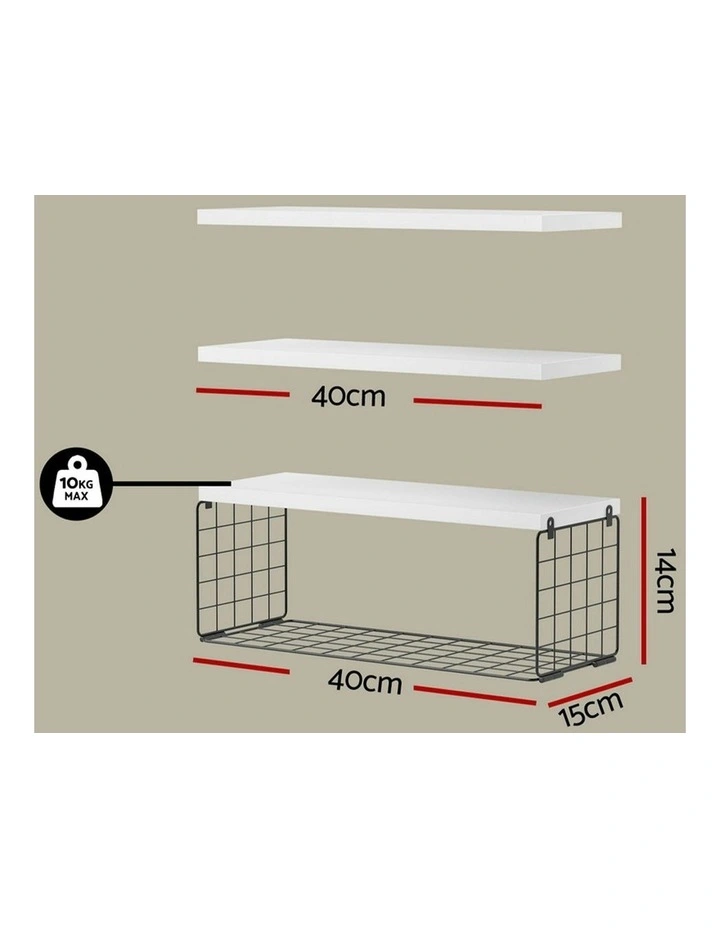 Floating Wall Shelf Set of 3 in White image 4