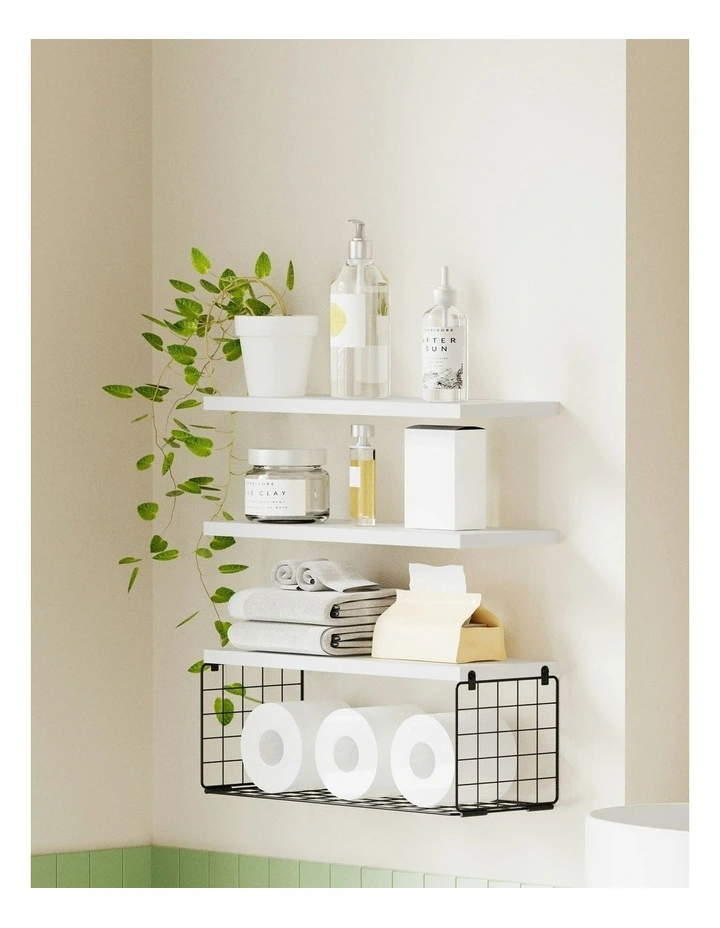 Floating Wall Shelf Set of 3 in White image 5