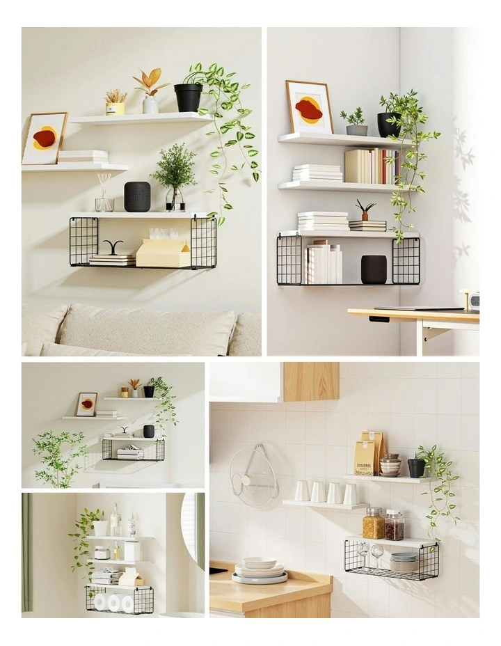 Floating Wall Shelf Set of 3 in White image 6