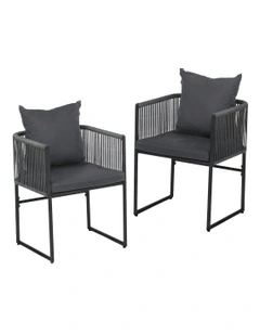 Outdoor Dining Chairs Set Of 2 Pieces in Black