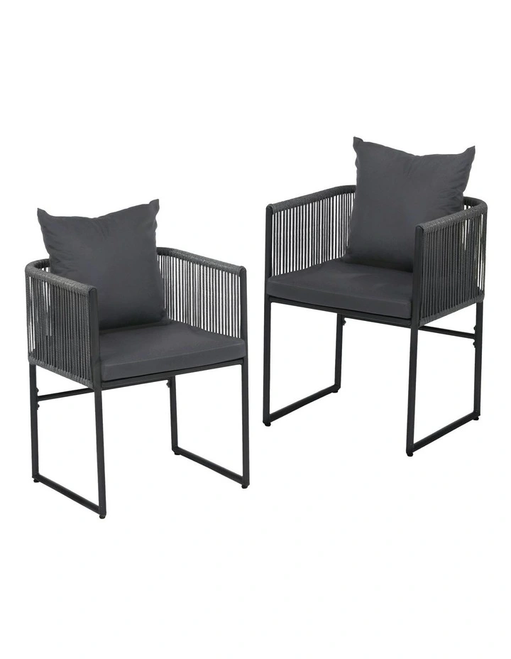 Outdoor Dining Chairs Set Of 2 Pieces in Black image 1