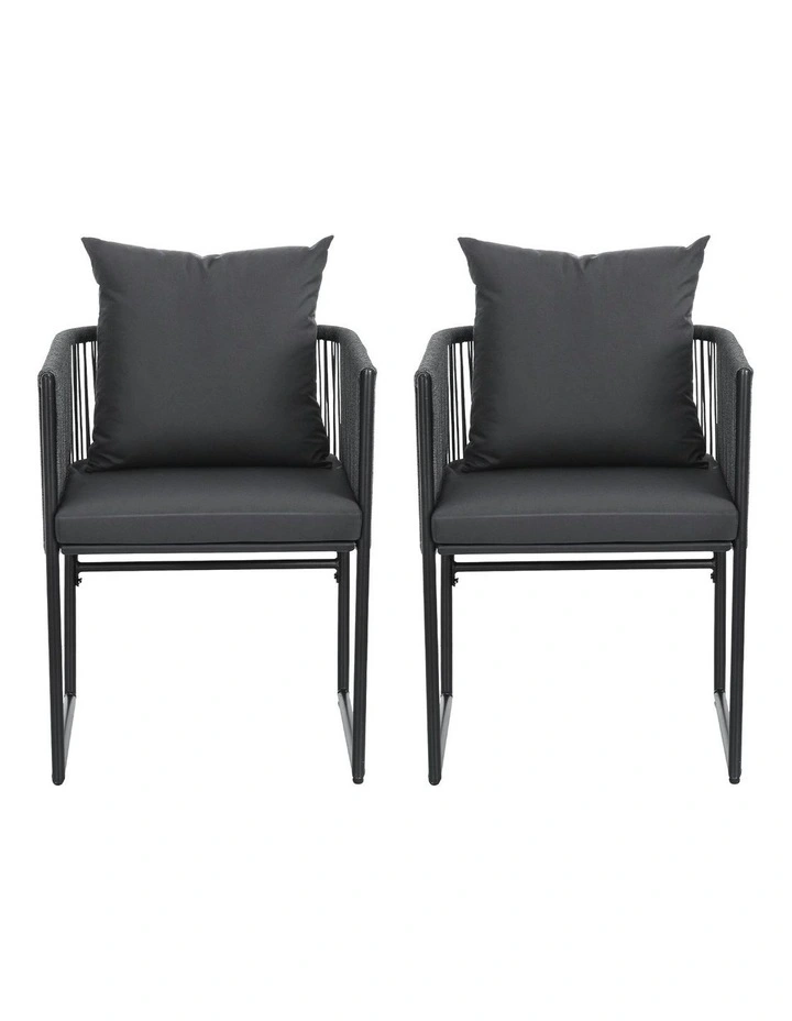 Outdoor Dining Chairs Set Of 2 Pieces in Black image 2