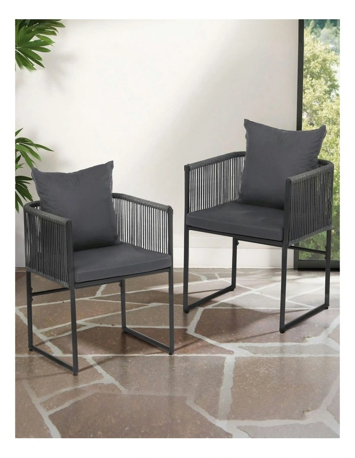Outdoor Dining Chairs Set Of 2 Pieces in Black image 3